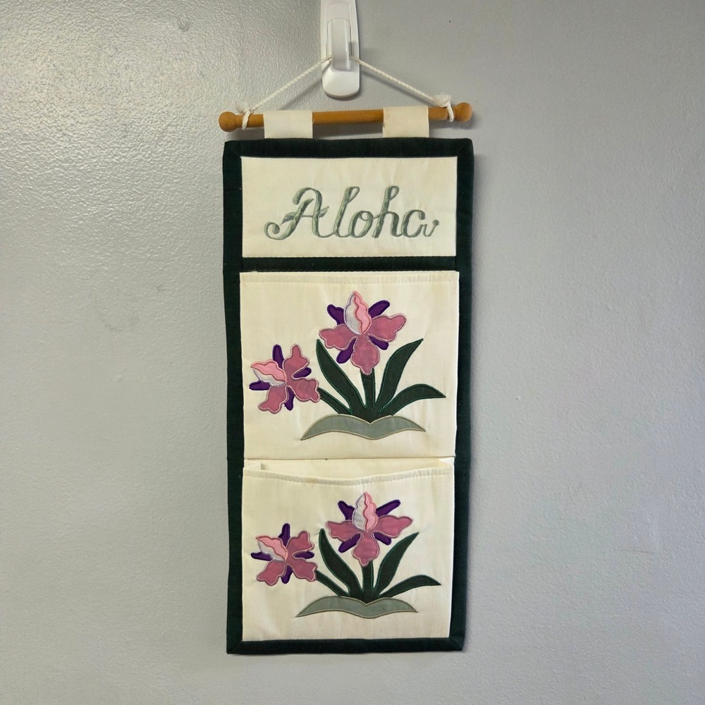 South Sea Quilt Aloha‎ Orchid Wall Hanging Letter Mail Organizer Pocket